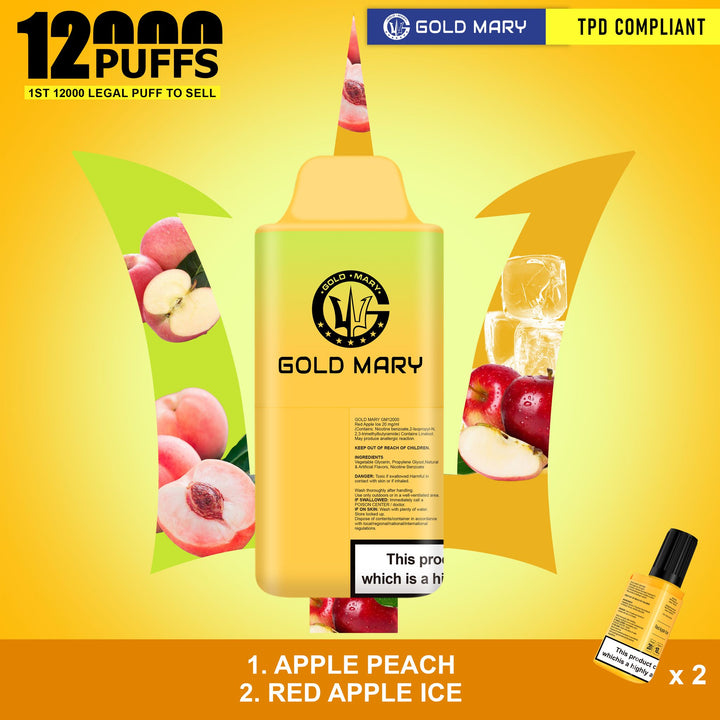 2 in 1 Gold Mary 12000 Puffs Disposable Vape Kit #Simbavapes#