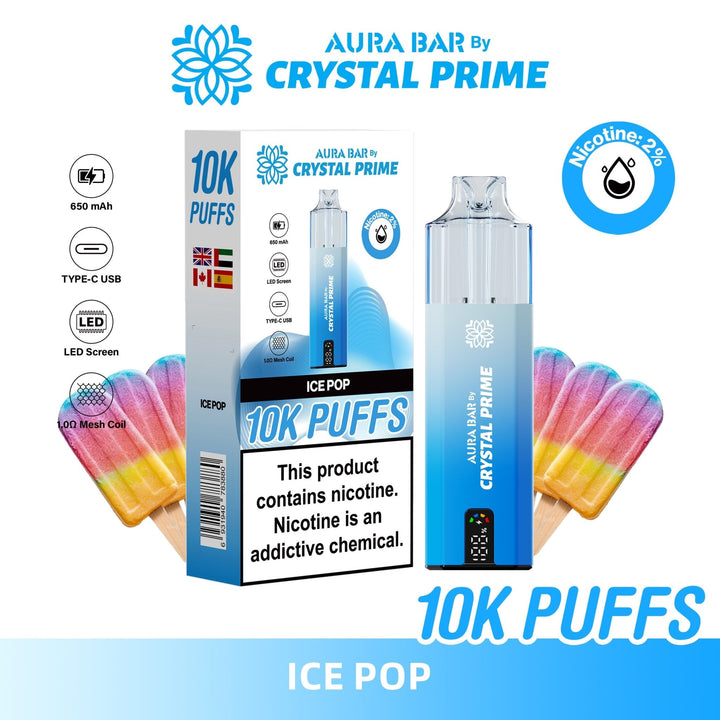 Aura Bar 10K Disposable Vape By Crystal Prime Pack of 5 #Simbavapes#