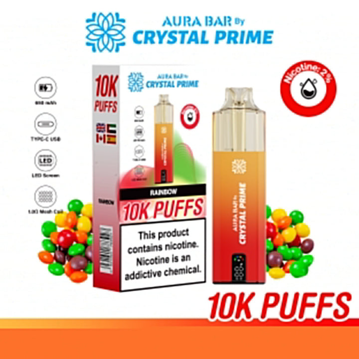 Aura Bar 10K Disposable Vape By Crystal Prime Pack of 5 #Simbavapes#