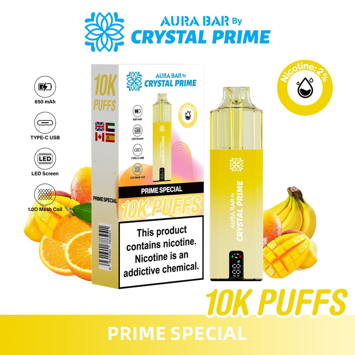 Aura Bar 10K Disposable Vape By Crystal Prime Pack of 5 #Simbavapes#