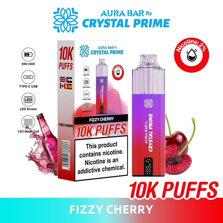 Aura Bar 10K Disposable Vape By Crystal Prime Pack of 5 #Simbavapes#