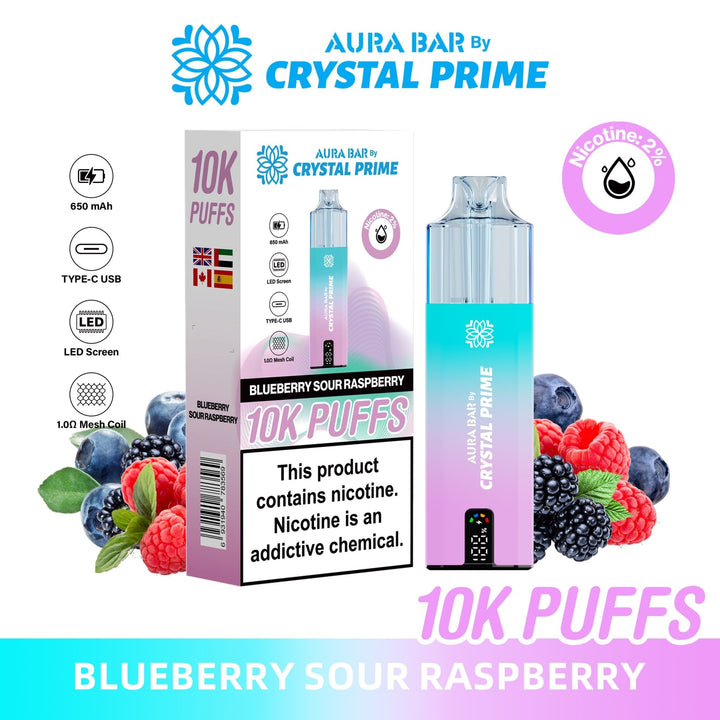 Aura Bar 10K Disposable Vape By Crystal Prime Pack of 5 #Simbavapes#