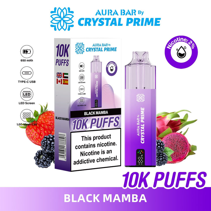 Aura Bar 10K Disposable Vape By Crystal Prime Pack of 5 #Simbavapes#