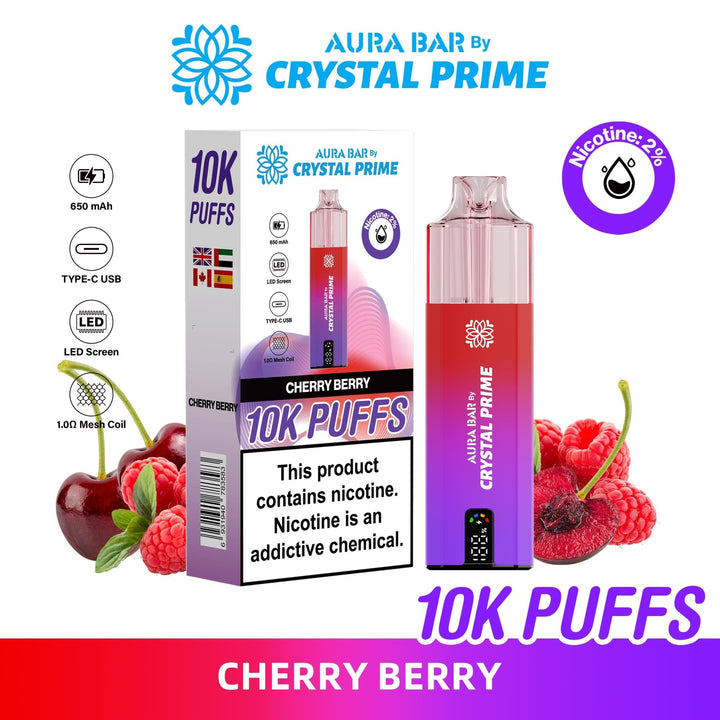 Aura Bar 10K Disposable Vape By Crystal Prime Pack of 5 #Simbavapes#