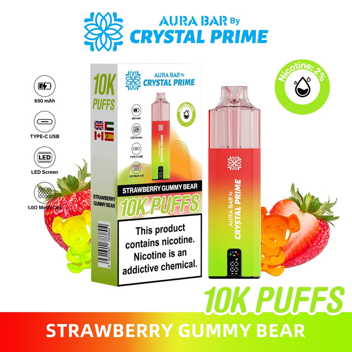 Aura Bar 10K Disposable Vape By Crystal Prime Pack of 5 #Simbavapes#