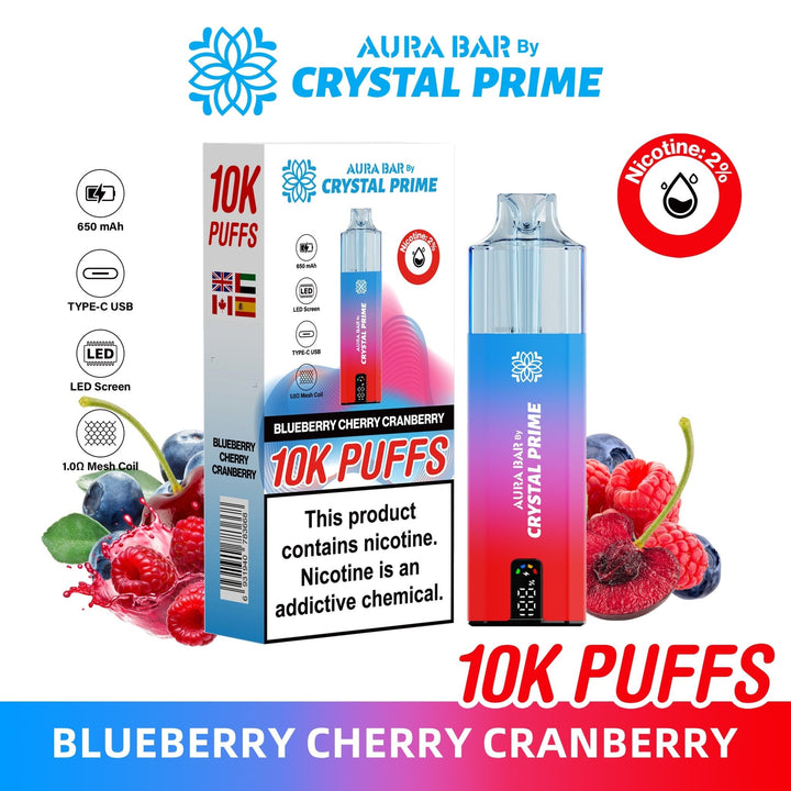 Aura Bar 10K Disposable Vape By Crystal Prime Pack of 5 #Simbavapes#