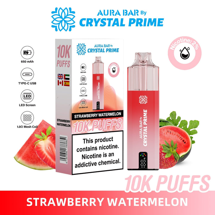 Aura Bar 10K Disposable Vape By Crystal Prime Pack of 5 #Simbavapes#