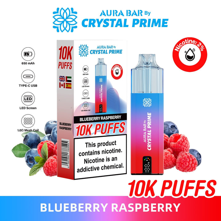 Aura Bar 10K Disposable Vape By Crystal Prime Pack of 5 #Simbavapes#