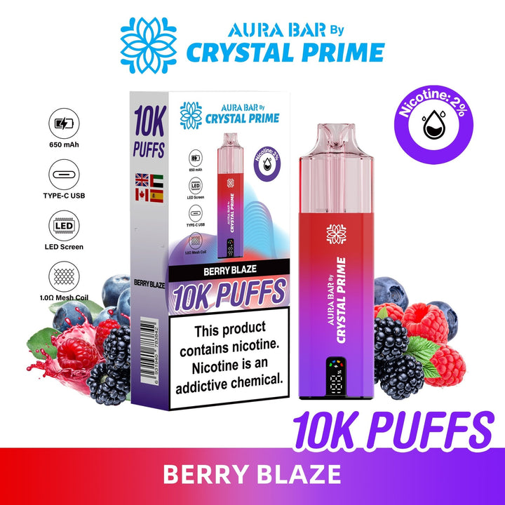 Aura Bar 10K Disposable Vape By Crystal Prime Pack of 5 #Simbavapes#