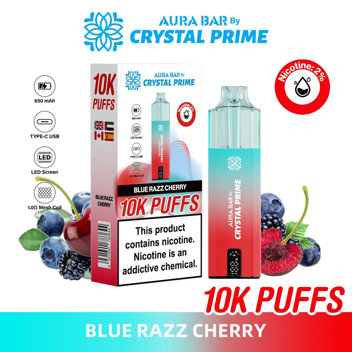 Aura Bar 10K Disposable Vape By Crystal Prime Pack of 5 #Simbavapes#