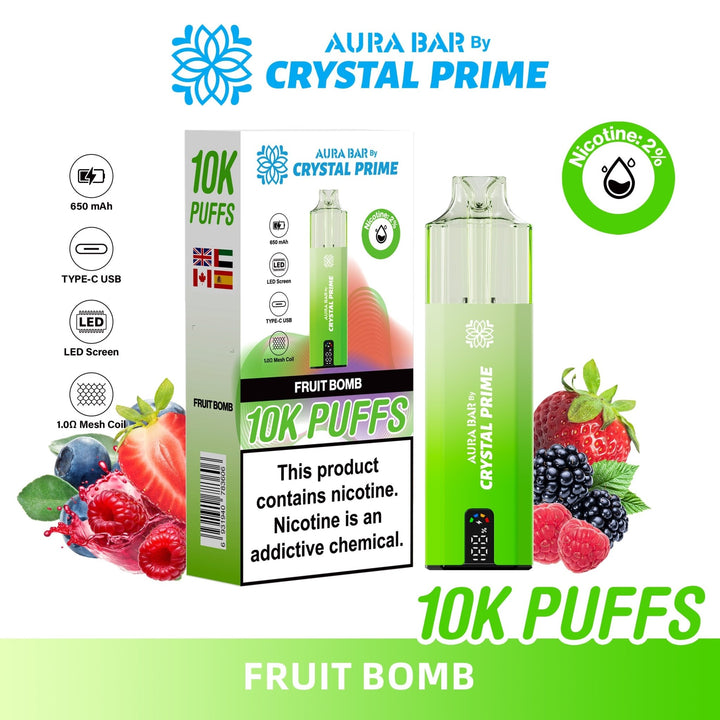 Aura Bar 10K Disposable Vape By Crystal Prime Pack of 5 #Simbavapes#