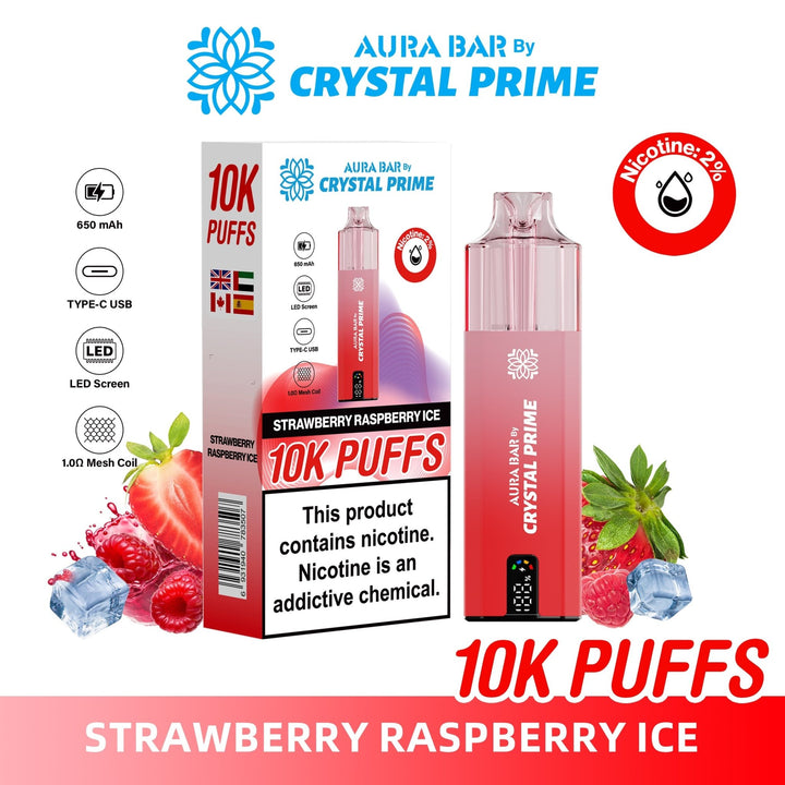 Aura Bar 10K Disposable Vape By Crystal Prime Pack of 5 #Simbavapes#