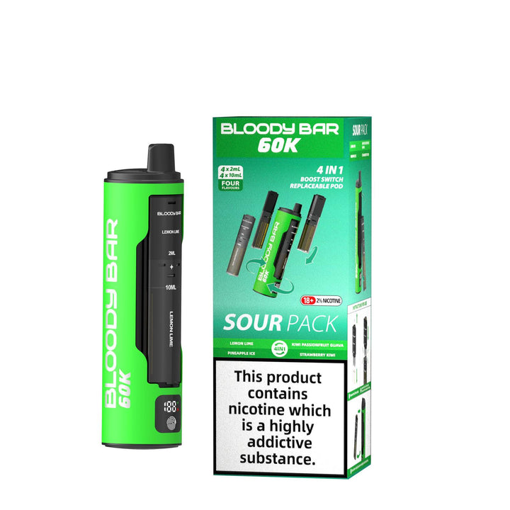 Bloody Bar 60k Prefilled 4 In 1 Pod Vape Kit Box of 5 Simbavapes