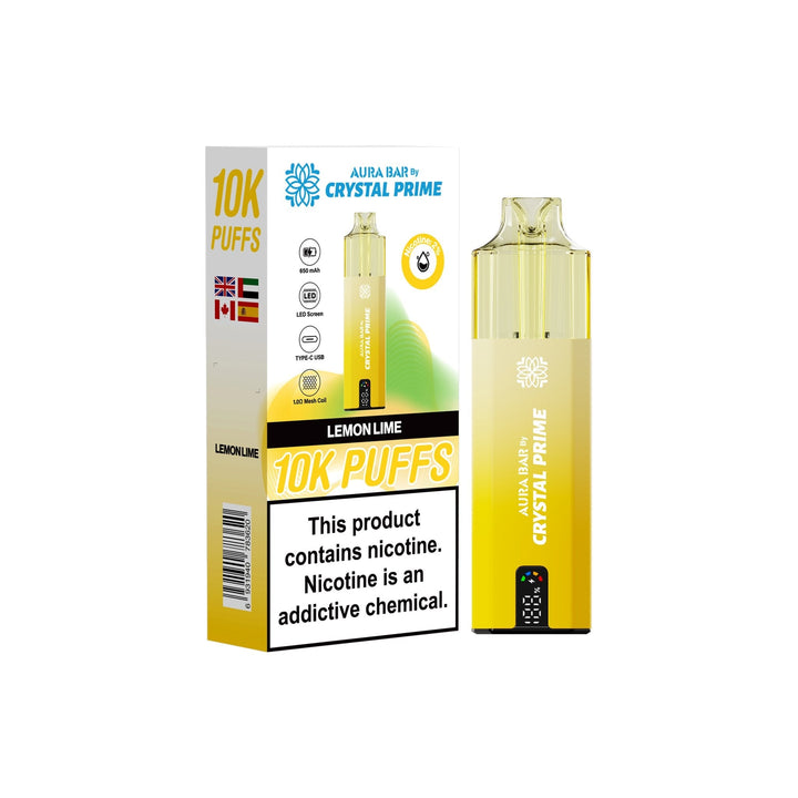 Crystal Prime 10000 By Aura Bar Pre - filled Vape Kits Pack of 5 Simbavapes