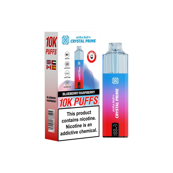 Crystal Prime 10000 By Aura Bar Pre - filled Vape Kits Pack of 5 Simbavapes