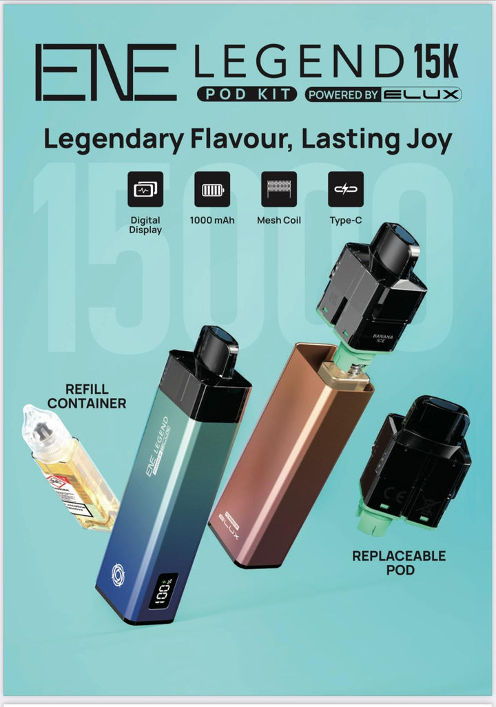 Elux ENE Legend 15k Vape Pod Kit Pack of 5 Simbavapes