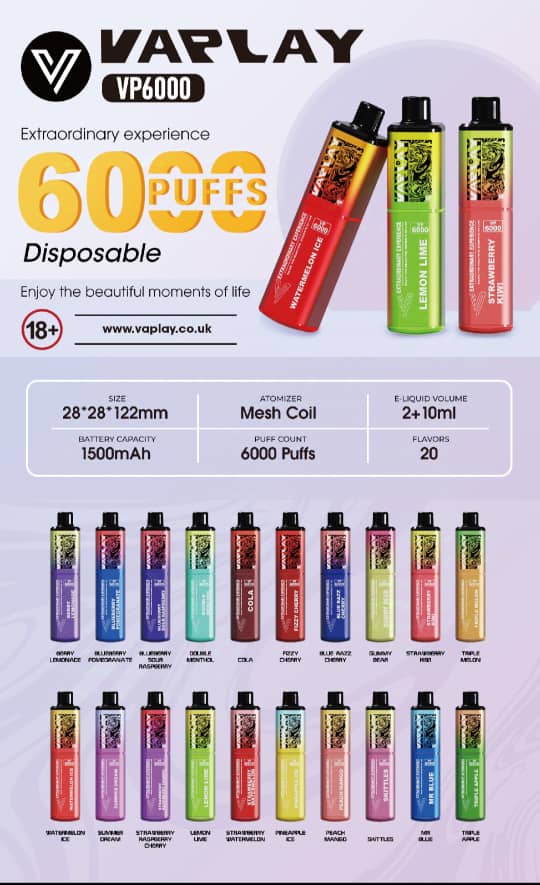 Vaplay VP6000 Disposable Vape Box of 5 #Simbavapes#