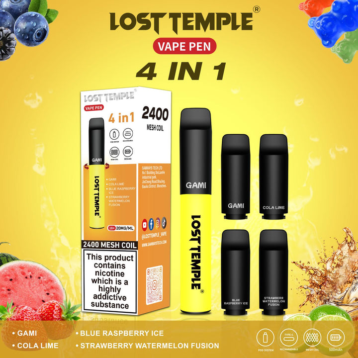 4 in 1 Lost temple 2400 Puffs Disposable Pod System Kit #Simbavapes#