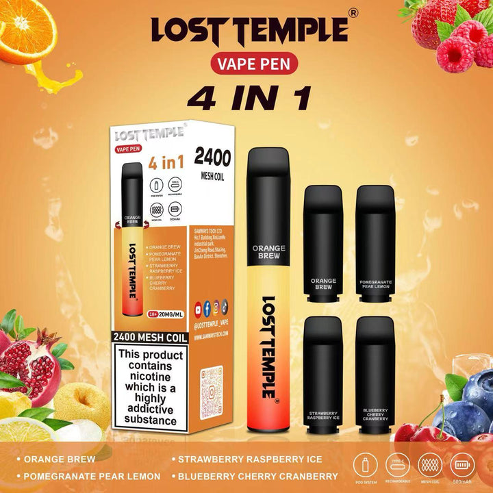 4 in 1 Lost temple 2400 Puffs Disposable Pod System Kit #Simbavapes#