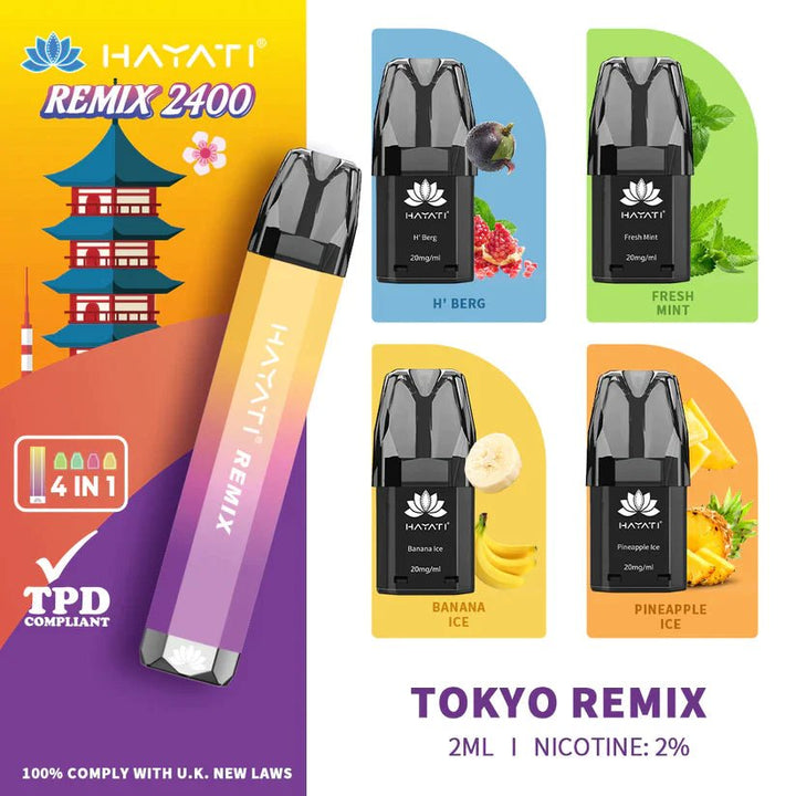 Hayati Remix 2400 Puffs 4 in 1 Disposable Vape Pod Kit #Simbavapes#