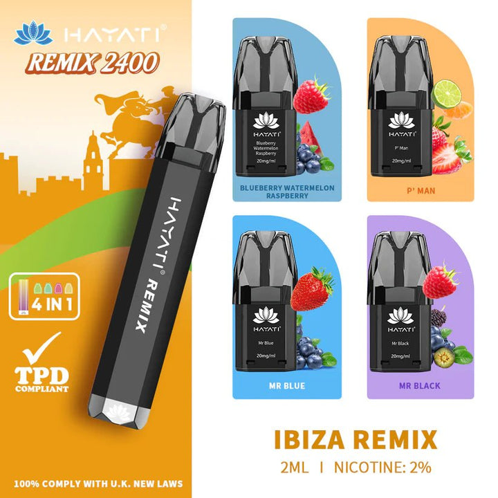 Hayati Remix 2400 Puffs 4 in 1 Disposable Vape Pod Kit #Simbavapes#