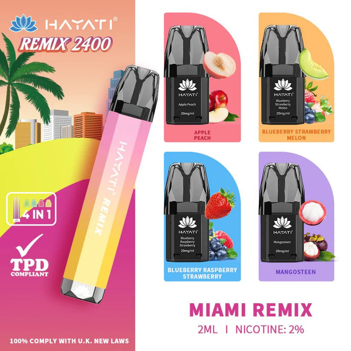 Hayati Remix 2400 Puffs 4 in 1 Disposable Vape Pod Kit #Simbavapes#