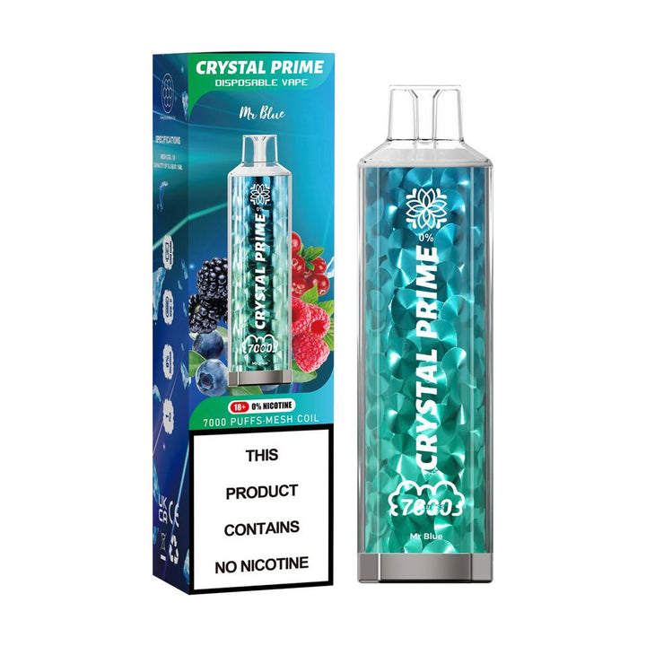 Zero Nicotine Crystal Prime 3D 7000 Disposable Vape Puff Bar - Box of 10 #Simbavapes#